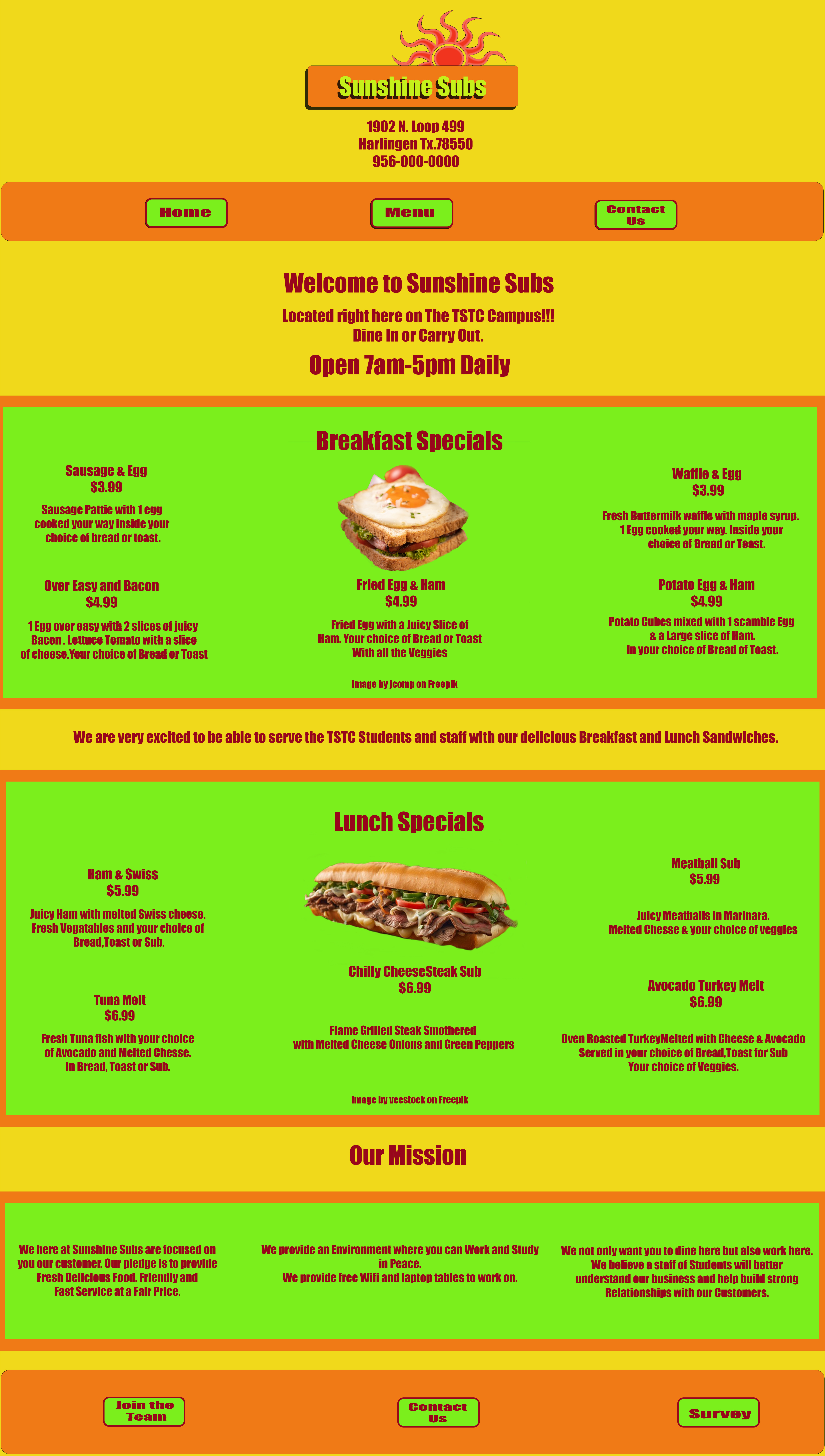 img of Sunshine Subs MockUp