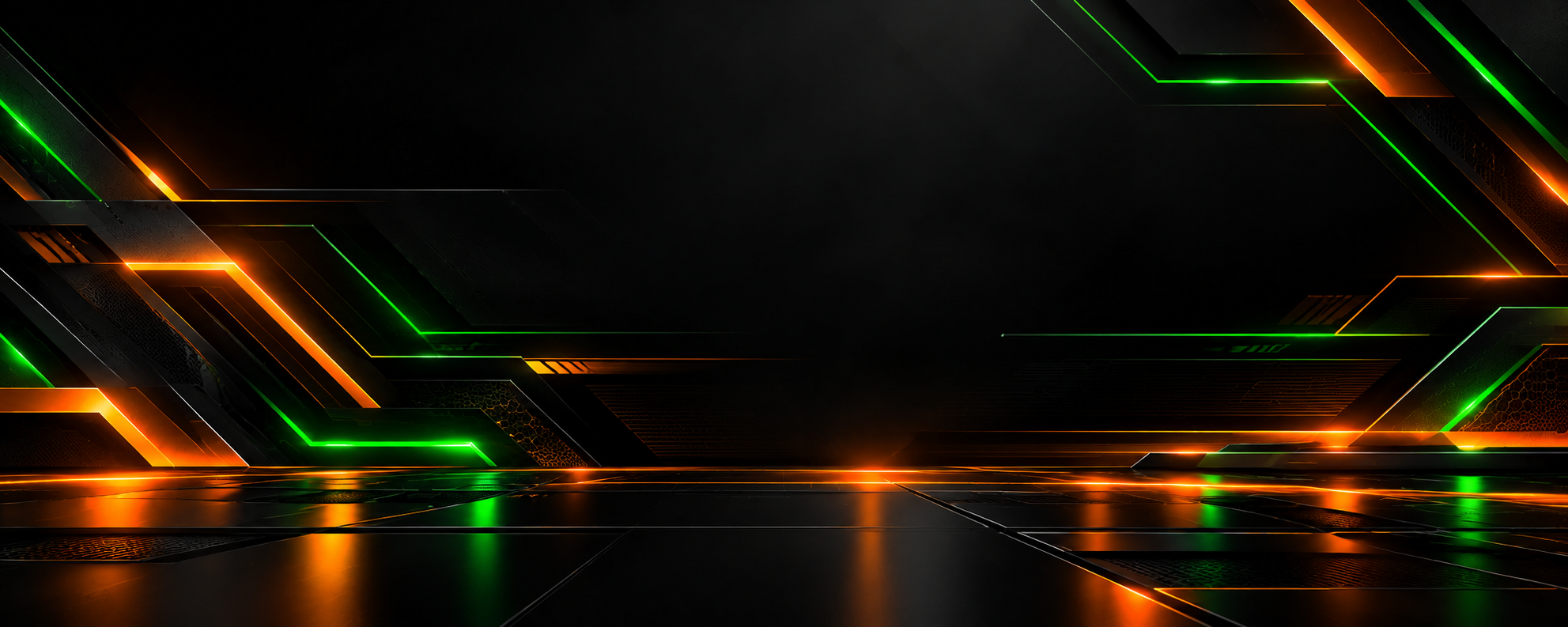 Green orange and black tech Banner