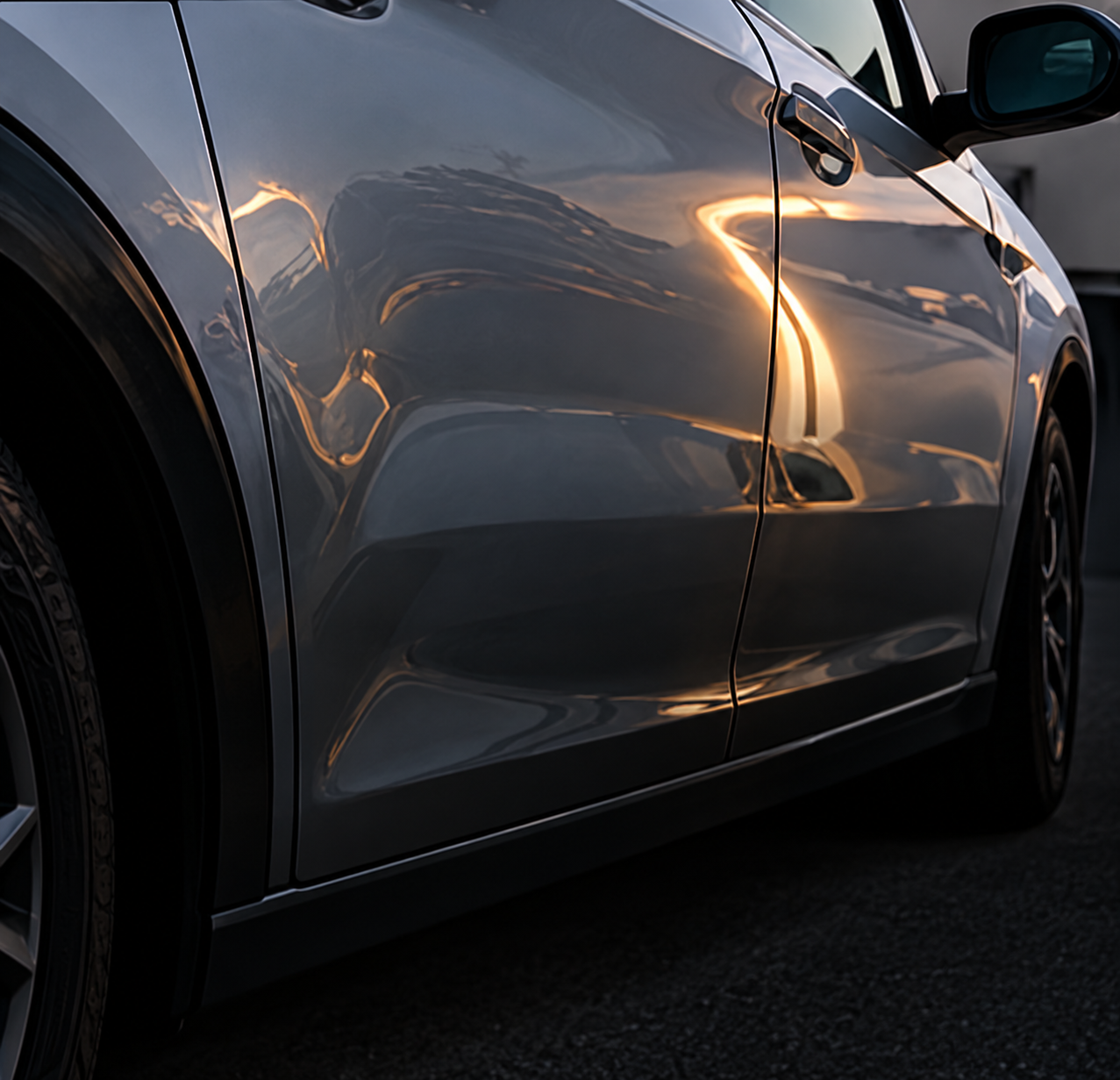 Car with its dent repaired.