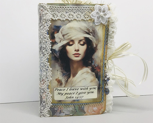 Memory book cover with a Ladies image in the front.