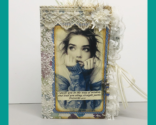 Memory book cover with a Ladies image in the front.